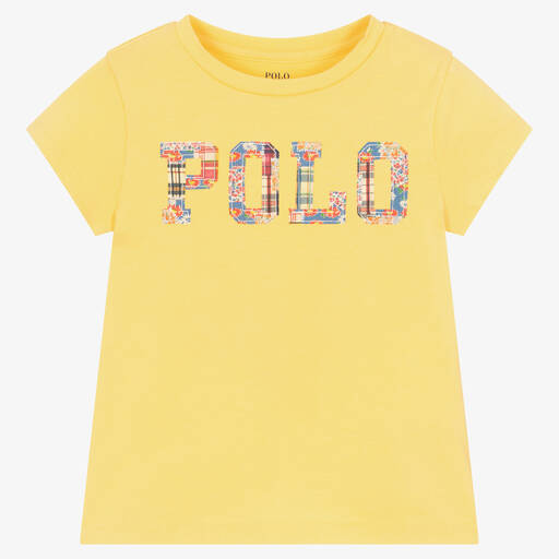 Ralph Lauren-Yellow Cotton Patchwork Logo T-Shirt | Childrensalon Outlet
