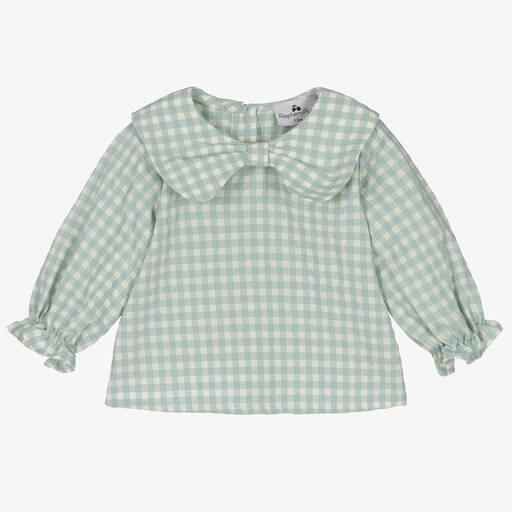 RaspberryPlum-Baby Girls Blue & Ivory Gingham Blouse | Childrensalon Outlet
