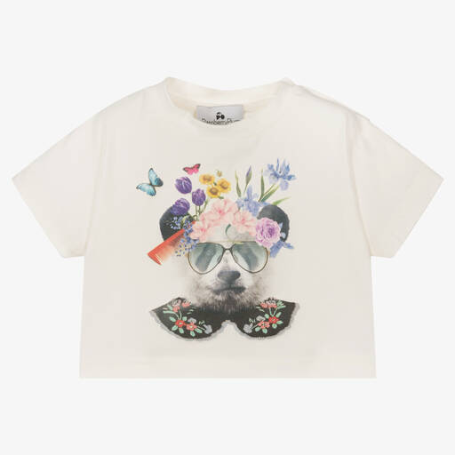 RaspberryPlum-Baby Girls Ivory Panda T-Shirt  | Childrensalon Outlet