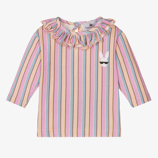 RaspberryPlum-Baby Girls Purple Cotton Striped Top | Childrensalon Outlet