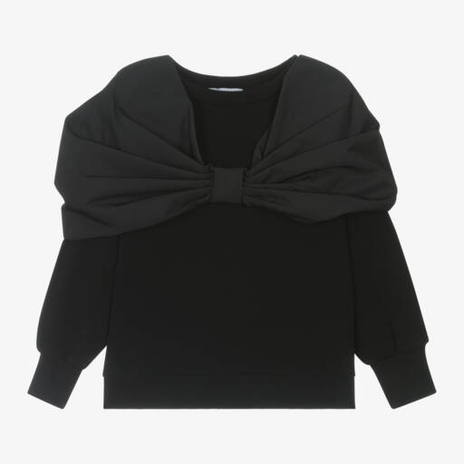 RaspberryPlum-Girls Black Cotton Bow Sweatshirt | Childrensalon Outlet