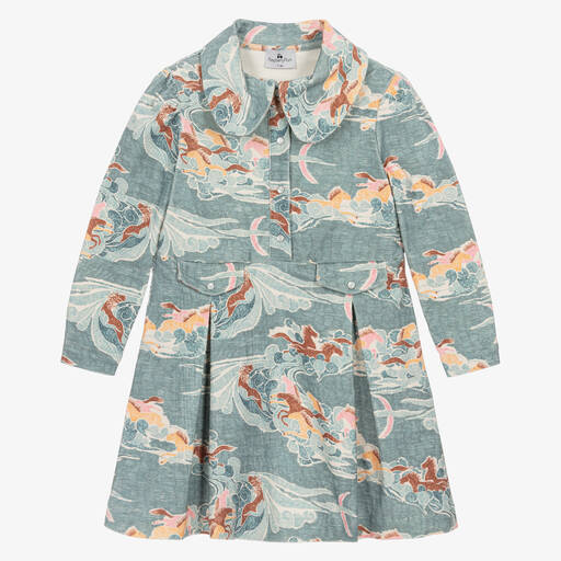 RaspberryPlum-Girls Blue Brushed Cotton Horse Dress | Childrensalon Outlet