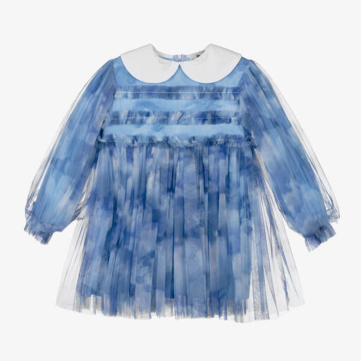 RaspberryPlum-Girls Blue Tulle Horse & Stars Dress | Childrensalon Outlet