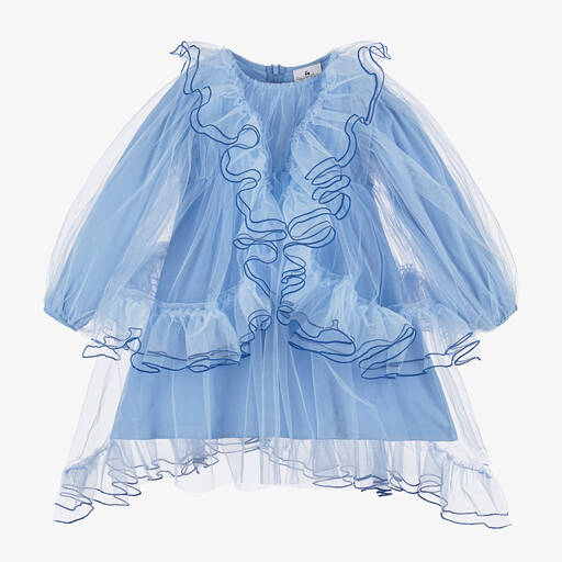 RaspberryPlum-Girls Blue Tulle Ruffle Dress | Childrensalon Outlet