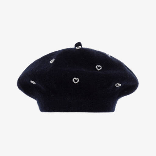 RaspberryPlum-Girls Blue Wool Heart Beret | Childrensalon Outlet
