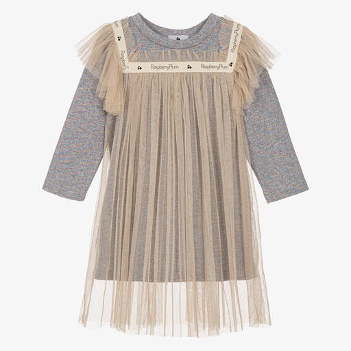 RaspberryPlum-Robe gris chiné en lurex et tulle | Childrensalon Outlet