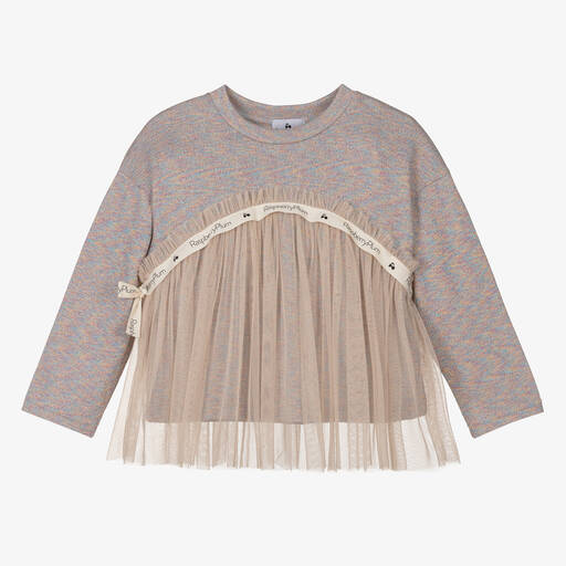 RaspberryPlum-Haut gris chiné en lurex et tulle | Childrensalon Outlet