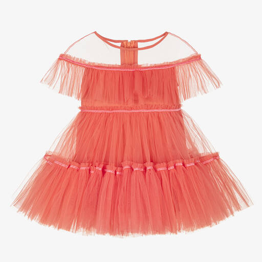 RaspberryPlum-Оранжевое многоярусное платье из тюля | Childrensalon Outlet