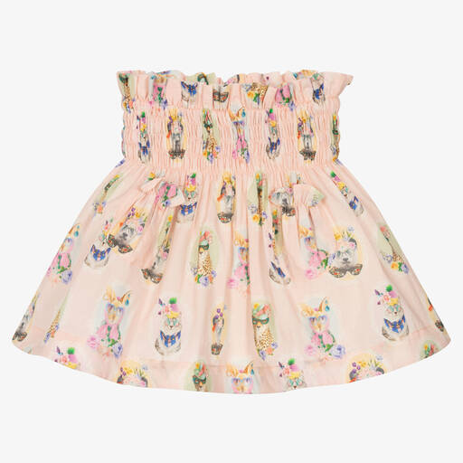 RaspberryPlum-Girls Pink Animal Print Cotton Skirt  | Childrensalon Outlet