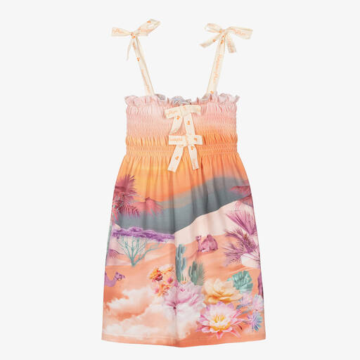 RaspberryPlum-Girls Pink Cotton Desert-Print Dress | Childrensalon Outlet