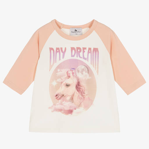 RaspberryPlum-Girls Pink & Ivory Graphic Cotton T-Shirt | Childrensalon Outlet