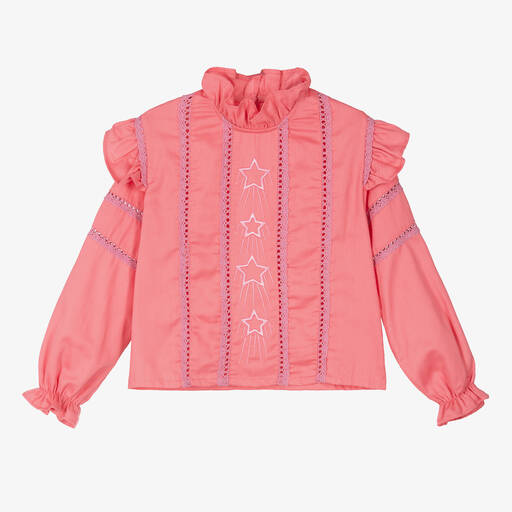 RaspberryPlum-Rosa Sternschnuppen-Baumwollbluse | Childrensalon Outlet