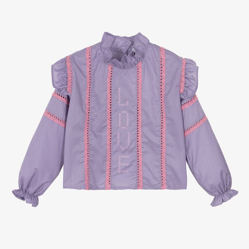 RaspberryPlum-Girls Purple Love Cotton Blouse | Childrensalon Outlet
