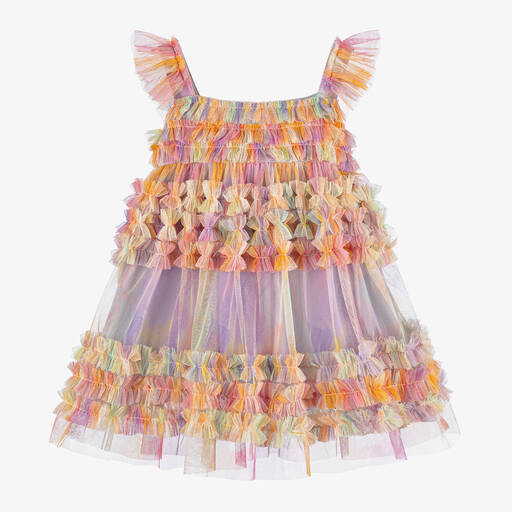 RaspberryPlum-Girls Purple Tulle Ruffle Tie-Dye Dress | Childrensalon Outlet