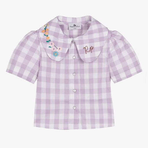 RaspberryPlum-Karierte Bluse in Violett und Weiß | Childrensalon Outlet