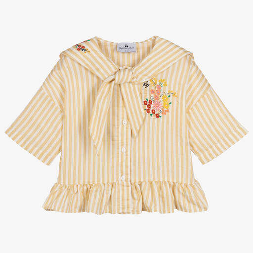 RaspberryPlum-Girls Yellow & White Striped Blouse | Childrensalon Outlet