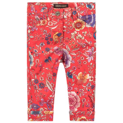 Roberto Cavalli-Baby Girls Red Floral Trousers | Childrensalon Outlet