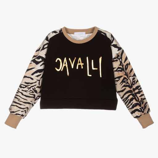 Roberto Cavalli-Sweat noir et beige | Childrensalon Outlet