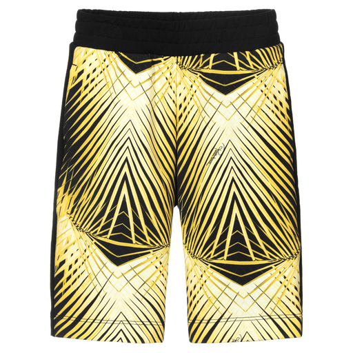 Roberto Cavalli-Черно-желтые шорты-бермуды | Childrensalon Outlet