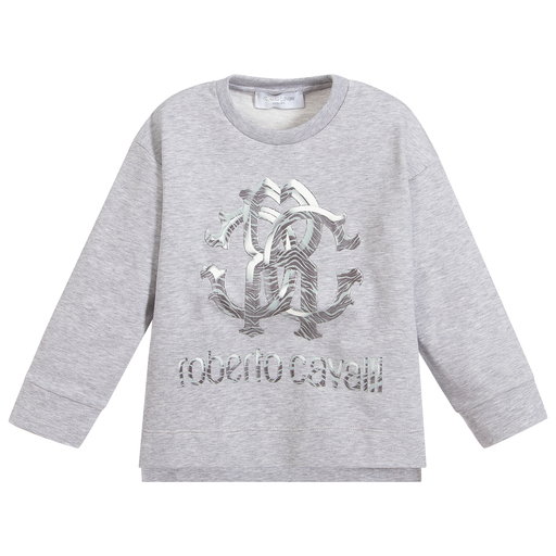 Roberto Cavalli-Boys Grey Cotton Sweatshirt | Childrensalon Outlet