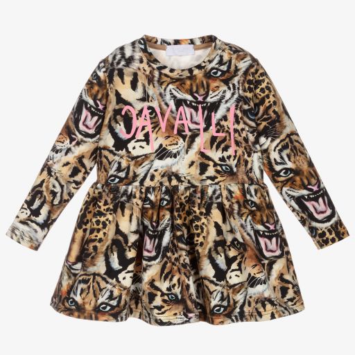 Roberto Cavalli-Feline Print Cotton Dress  | Childrensalon Outlet