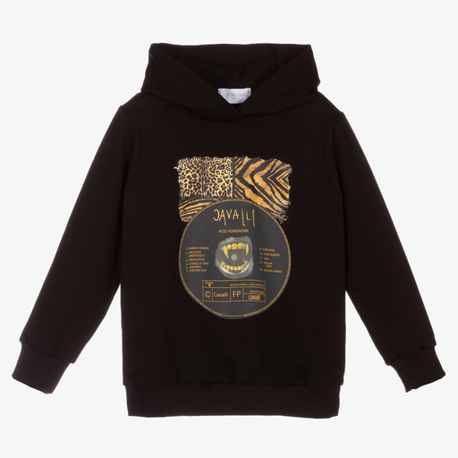 Roberto Cavalli-Girls Black Cotton Hoodie | Childrensalon Outlet