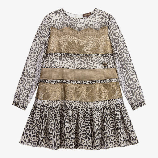 Roberto Cavalli-Girls Black Gold Lace Silk Dress | Childrensalon Outlet