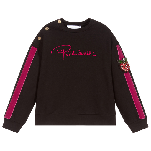 Roberto Cavalli-Girls Black Logo Sweatshirt | Childrensalon Outlet