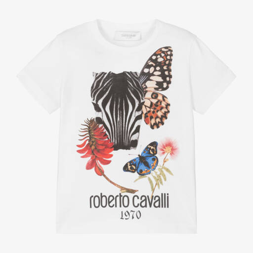 Roberto Cavalli-Girls Cotton White Zebra Tee | Childrensalon Outlet