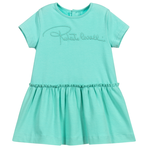 Roberto Cavalli-Girls Green Cotton Logo Dress | Childrensalon Outlet