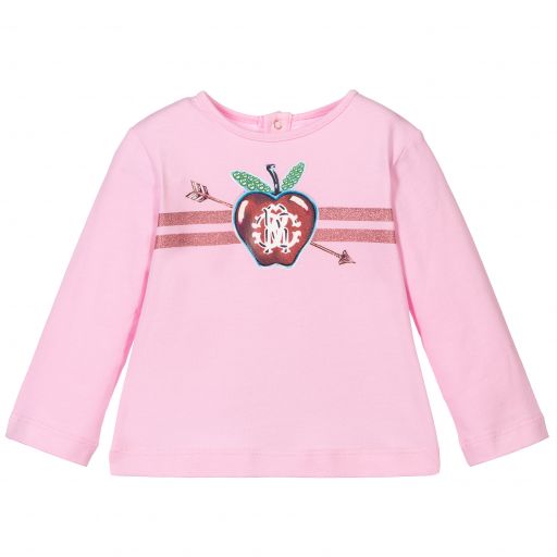 Roberto Cavalli-Girls Pink Cotton Logo Top | Childrensalon Outlet