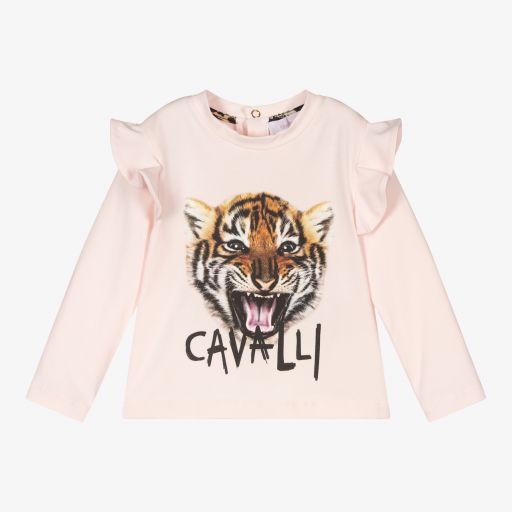 Roberto Cavalli-Розовый хлопковый топ для девочек | Childrensalon Outlet