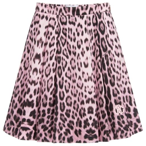Roberto Cavalli-Girls Pink Leopard Print Skirt | Childrensalon Outlet