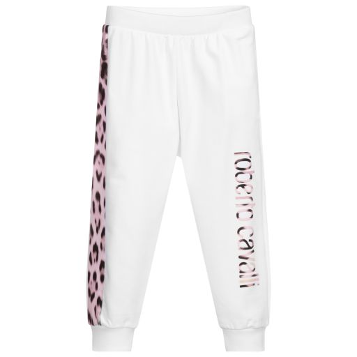 Roberto Cavalli-Girls White Cotton Joggers | Childrensalon Outlet