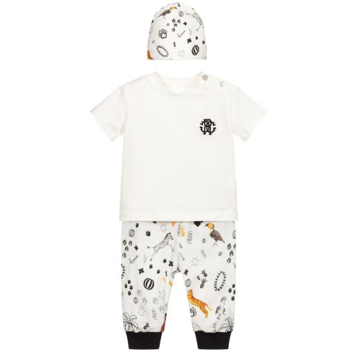 Roberto Cavalli-Ivory Cotton Baby Outfit Set | Childrensalon Outlet