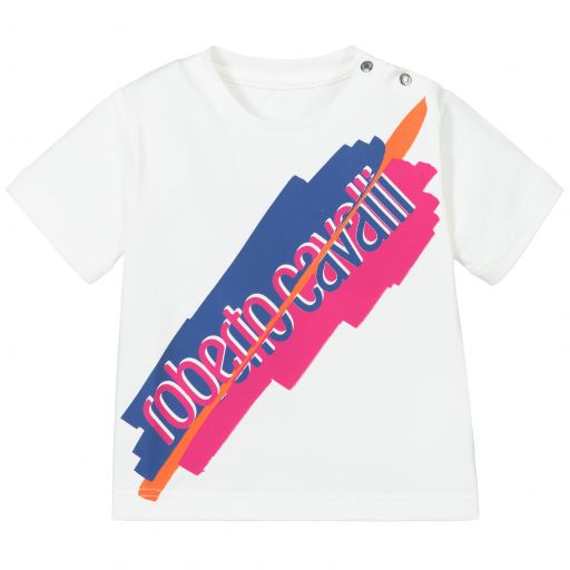 Roberto Cavalli-Ivory Cotton Logo T-Shirt | Childrensalon Outlet