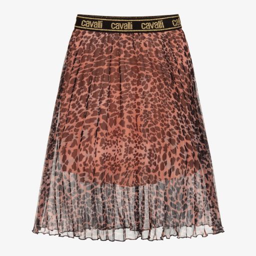 Roberto Cavalli-تنورة شيفون بكسرات لون زهري | Childrensalon Outlet