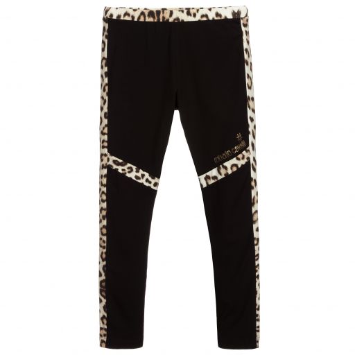 Roberto Cavalli-ليغنغز تينز بناتي قطن جيرسي لون أسود | Childrensalon Outlet