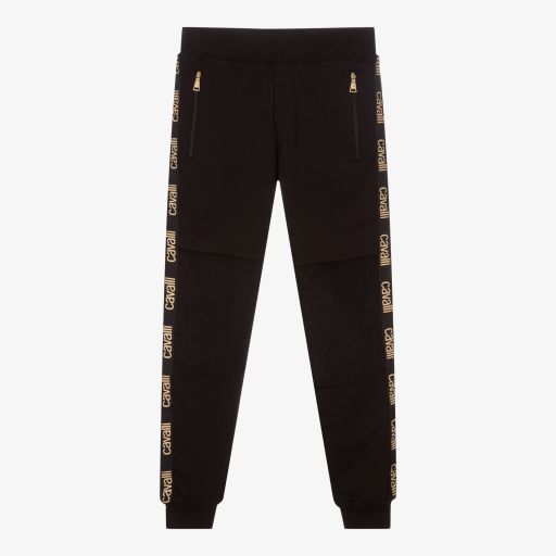 Roberto Cavalli-Teen Boys Black Cotton Joggers | Childrensalon Outlet