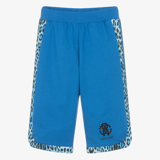 Roberto Cavalli-Teen Boys Blue Cotton Jaguar Shorts | Childrensalon Outlet