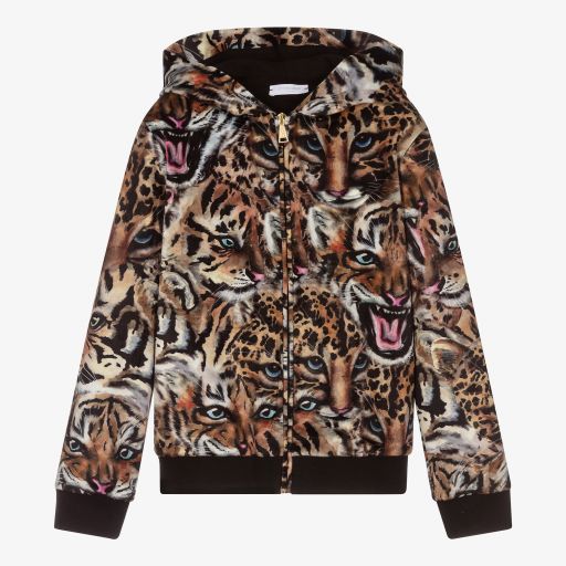 Roberto Cavalli-Teen Leopard Velour Zip-Up Top | Childrensalon Outlet