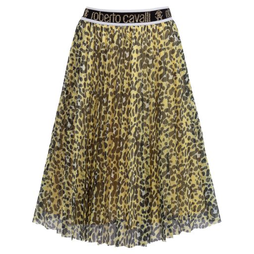 Roberto Cavalli-Yellow Leopard Print Skirt | Childrensalon Outlet