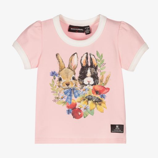 Rock Your Baby-Baby Girls Pink Bunny T-Shirt | Childrensalon Outlet