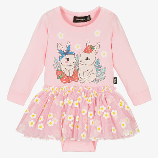 Rock Your Baby-Baby Girls Pink Cotton Bunny Dress | Childrensalon Outlet