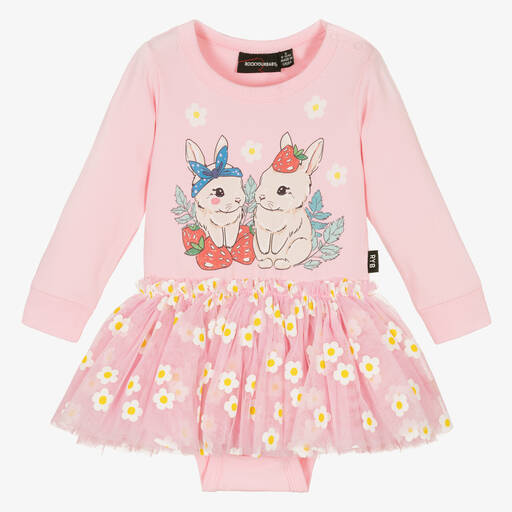 Rock Your Baby-Розовое хлопковое платье с кроликами | Childrensalon Outlet