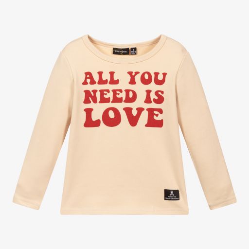 Rock Your Baby-Beige & Red Slogan Top | Childrensalon Outlet