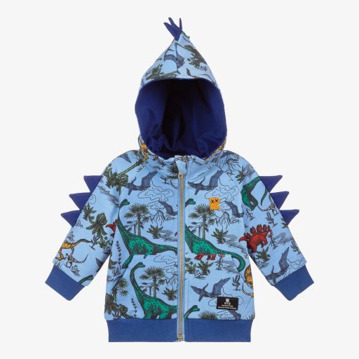 Rock Your Baby-Blue Prehistoric Zip-Up Top | Childrensalon Outlet