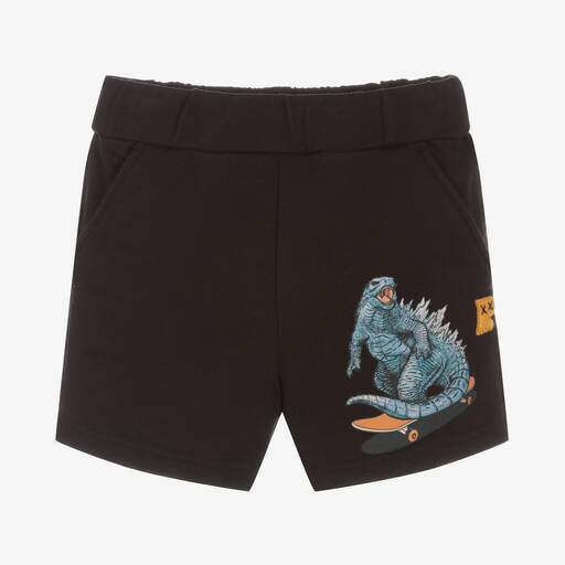 Rock Your Baby-Boys Black Cotton Godzilla Shorts | Childrensalon Outlet