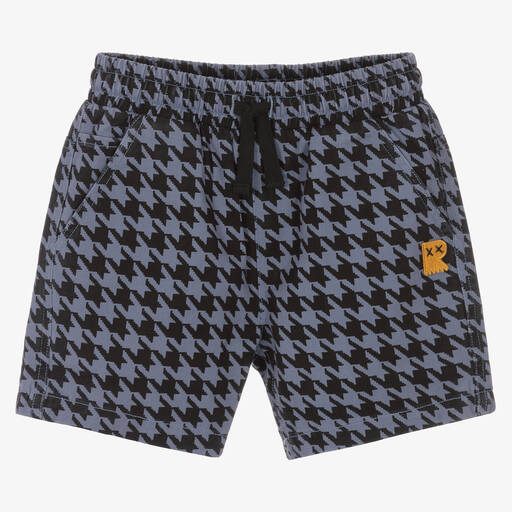 Rock Your Baby-Boys Blue Houndstooth Cotton Shorts | Childrensalon Outlet