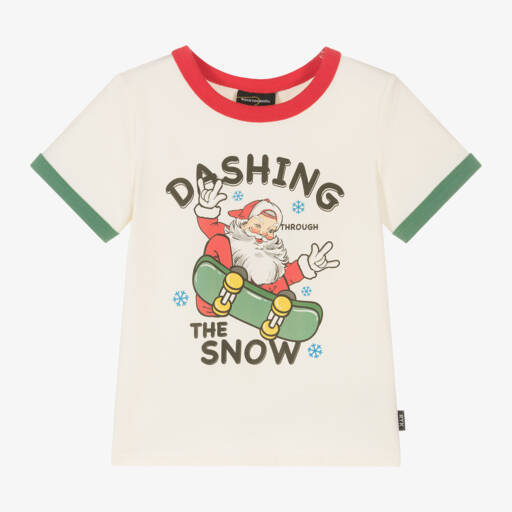Rock Your Baby-Boys Ivory Santa Skateboard Tee | Childrensalon Outlet